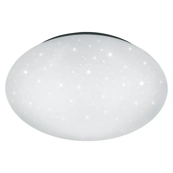 Trio Lighting Plafón LED redondo Lukida - 18 W, Ø x Al: 380 mm x 10 cm, Blanco cielo estrellado, Blanco cálido - Una lámpara de techo LED moderna con un diseño de cielo estrellado, que ofrece una iluminación agradable y elegante para cualquier habitación.