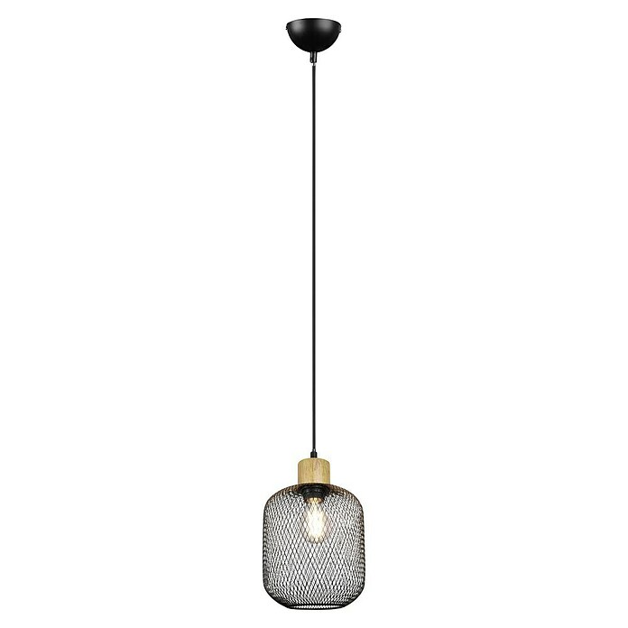 Reality Leuchten Lámpara colgante redonda Calimero (40 W, Ø x Al: 18 x 150 cm, Negro, E27) | BAUHAUS