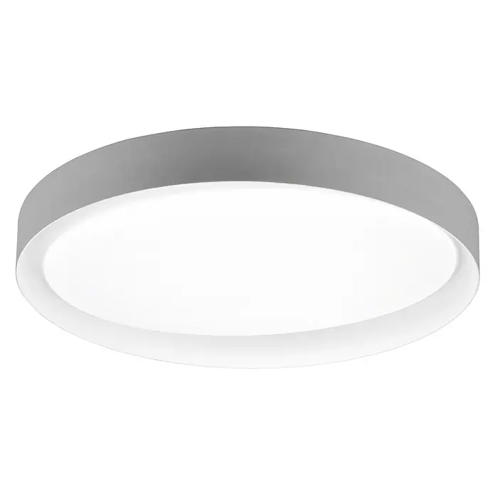 Plafón LED redondo Zeta - 24 W, Ø x Al: 480 mm x 7 cm, Blanco, Blanco cálido - Lámpara de techo redonda con marco gris y luz difusa y brillante. Ideal para espacios modernos y oficinas.