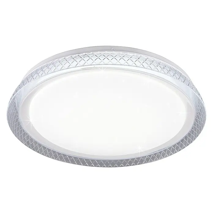 Trio Lighting Plafón LED redondo Heracles - 18 W, Ø x Al: 380 mm x 5 cm, Blanco, Blanco cálido - Elegante lámpara de techo LED con un diseño claro y moderno y un patrón de borde decorativo para una iluminación elegante.