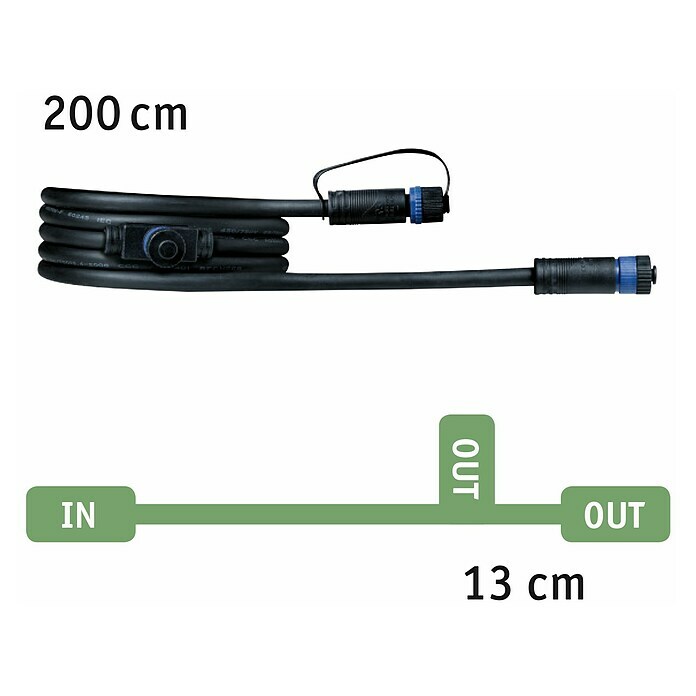 Paulmann Plug & Shine Verbindungskabel2 m, 2 Anschlüsse, IP68 Sketch