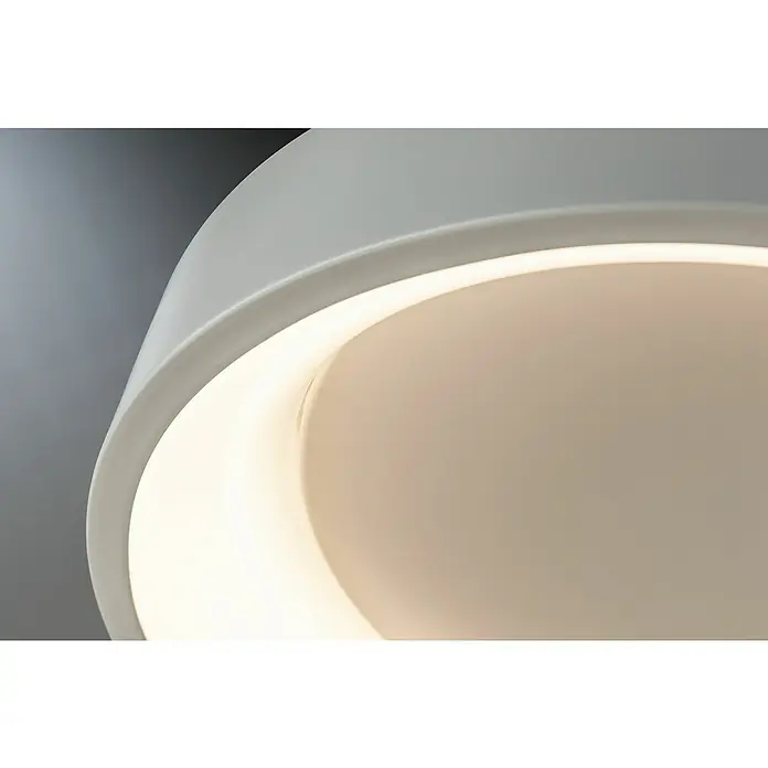 Paulmann LED-Deckenleuchte rund Ardora - Durchmesser: 45 cm - Nahaufnahme einer modernen, runden LED-Deckenleuchte mit sanftem, warmem Licht und weißem Rahmen. Ideal für stilvolle Innenräume.