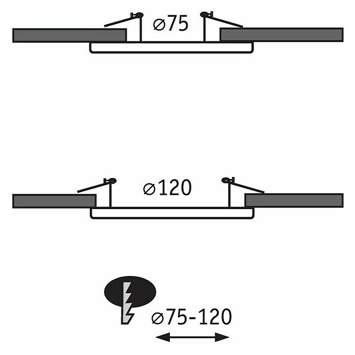 Paulmann Einbauadapter (Metall, Eisen gebürstet, Durchmesser: 13 cm) | BAUHAUS