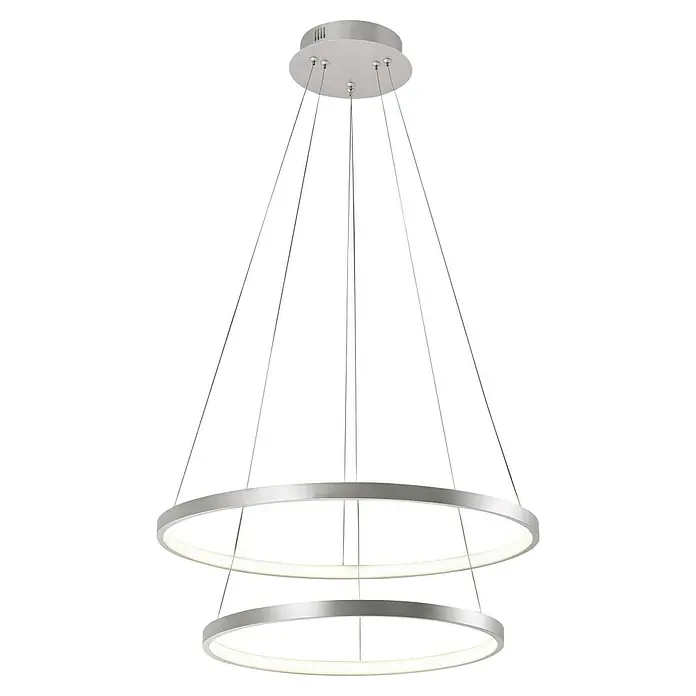 Paul Neuhaus LED-Pendelleuchte rund Circle - 30,8 W, Stahl, Warmweiß - Moderne, zweistufige LED-Hängeleuchte mit kreisförmigem Design in Silberoptik. Ideal für stilvolle Innenräume.