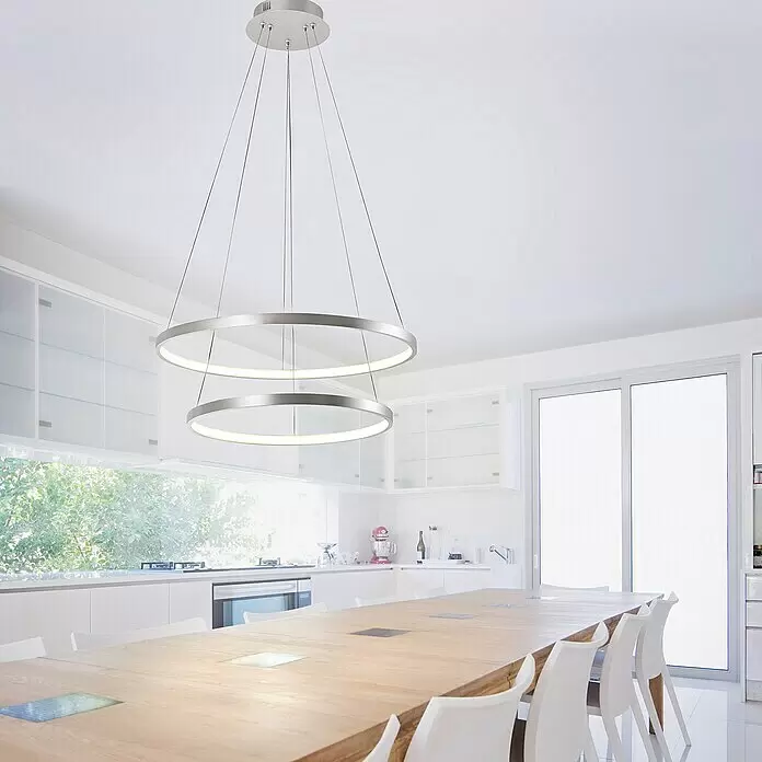 Paul Neuhaus LED-Pendelleuchte rund Circle - 30,8 W, Stahl, Warmweiß - Stimmungsaufnahme