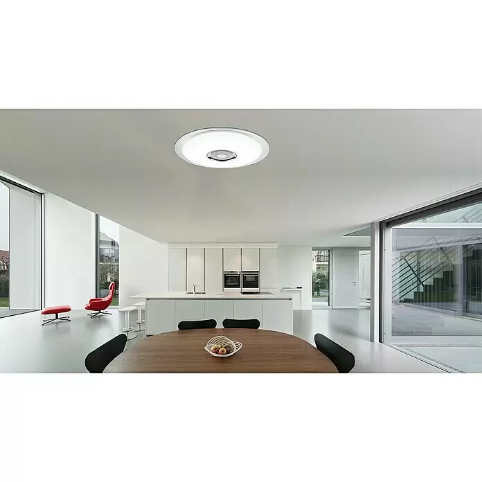 Globo LED-Deckenleuchte rund Tune - 36 W, Ø x H: 600 mm x 6,1 cm, Weiß, Opal, RGB - Stimmungsaufnahme