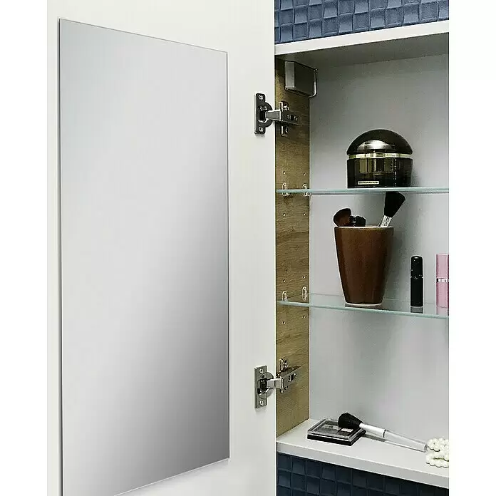 Camargue Stella LED-Spiegelschrank - B x H: 60 x 73,7 cm, Holz, Eiche Maron, DIN Anschlag: Links, Kantenausführung Tür: Abgerundet - Detailaufnahme