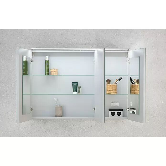Camargue Stella LED-Spiegelschrank - B x H: 100 x 68,4 cm, Mit Beleuchtung, Dark Oak - Stimmungsaufnahme