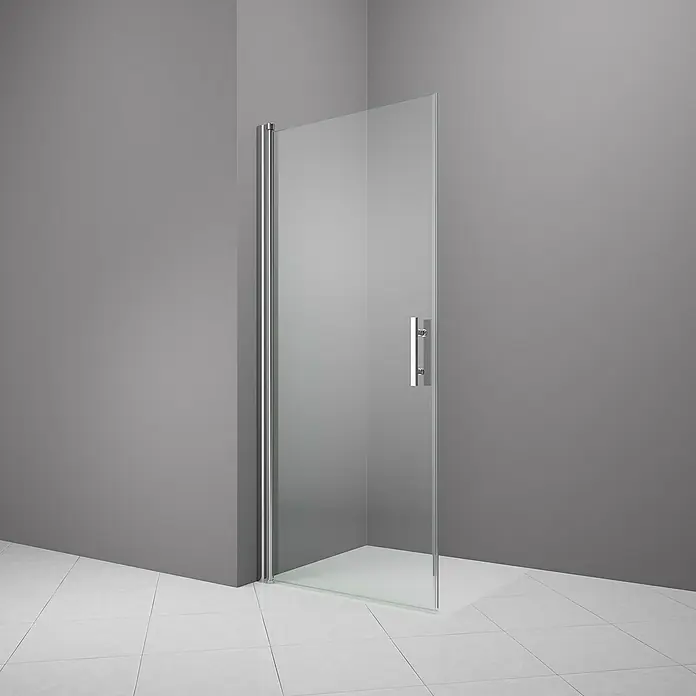 Camargue Vario Duschtür S1 - 75 x 195 cm, Beschichtet, Glasstärke: 6 mm, Silber - Duschkabine mit Glaswand und Griff im modernen Badezimmer, minimalistisches Design.