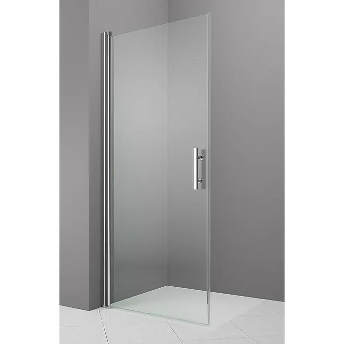 Camargue Vario Eckdusche S2+S3 - L x B x H: 80 x 90 x 195 cm, Beschichtet, Silber, Glasstärke: 6 mm - Elegante Duschabtrennung mit Griff und chromfarbenem Rahmen für moderne Badezimmer. Klares Design für ein stilvolles Ambiente.