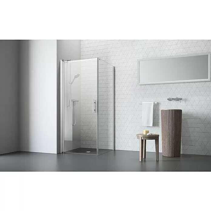 Camargue Vario Eckdusche S4+S13PL x B x H: 120 x 100 x 195 cm, Beschichtet, Stärke: 6 mm, Silber