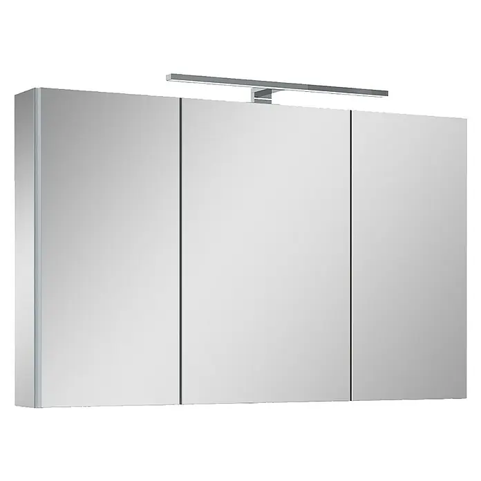 Riva Vulcano LED-Spiegelschrank - 100,6 x 13 x 61,8 cm, Mit Beleuchtung - Dreitüriger Spiegelschrank mit integrierter Beleuchtung für das Badezimmer. Praktische Badmöbel zur Wandmontage.