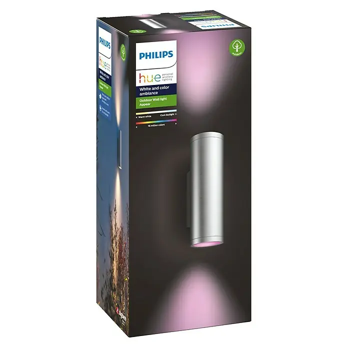 Philips Hue LED-Außenwandleuchte Appear8 W, 11,7 x 8,4 x 24 cm, Edelstahl, IP44