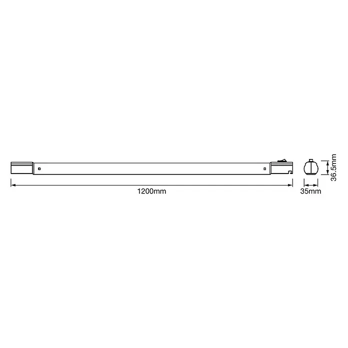 Osram LED-Unterbauleuchte TubeKIT - 19 W, Länge: 1.200 mm, Neutralweiß - Abbildung einer LED-Leuchtstoffröhre mit den Maßen 1200 mm Länge und 36,5 mm Durchmesser, ideal für die Allgemeinbeleuchtung.