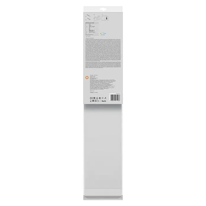 Ledvance LED-Deckenleuchte Office Line - 25 W, L x B x H: 61,5 x 13 x 2,5 cm, Weiß, Neutralweiß - Produktverpackung mit Informationen zu LED-OPTICA LINE 12-830, wie Lumen, Farbtemperatur und Lebensdauer.