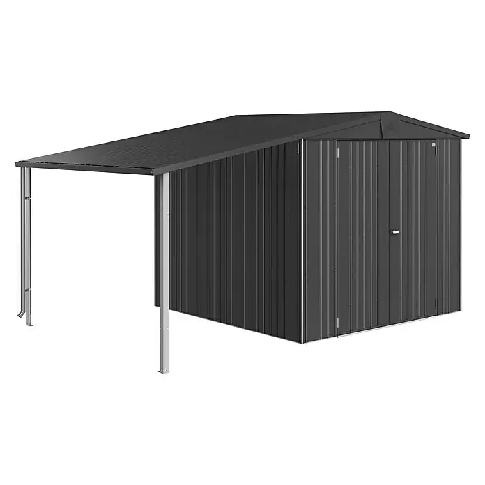 Biohort Europa Seitendach - L x B: 2,28 x 1,5 m, Stahl, Dunkelgrau Metallic - Diagonale Ansicht