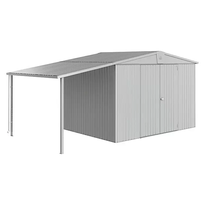 Biohort Europa Seitendach - L x B: 2,28 x 1,5 m, Stahl, Silber Metallic - Diagonale Ansicht
