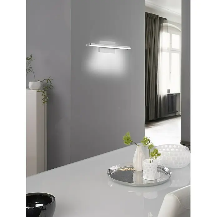 Fischer & Honsel LED-Wandleuchte Pare TW - 14 W, L x B x H: 40 x 11 x 10 cm, Nickel matt, Warmweiß - Elegante Wandleuchte über einem Tisch mit dekorativen Elementen. Modernes Design für stilvolle Beleuchtung im Raum.