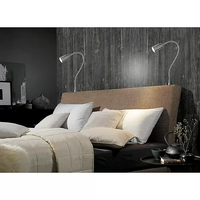 Fischer & Honsel LED-Wandleuchte Sten - 5 W, L x B x H: 45 x 3 x 48 cm, Nickel matt, Warmweiß - Stimmungsaufnahme