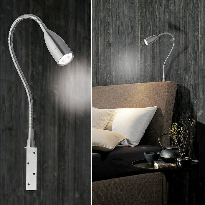 Honsel Leuchten LED-Wandleuchte Sten5 W, Nickel matt, L x B x H: 45 x 3 x 48 cm Mood Shot