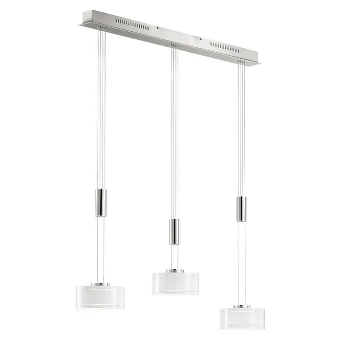 Fischer & Honsel LED-Pendelleuchte Lavin - 9 W, Nickel, 3 Stk. - Elegante Pendelleuchte mit drei Lampenschirmen und Chromdetails. Ideal für moderne Esszimmer und Wohnbereiche.
