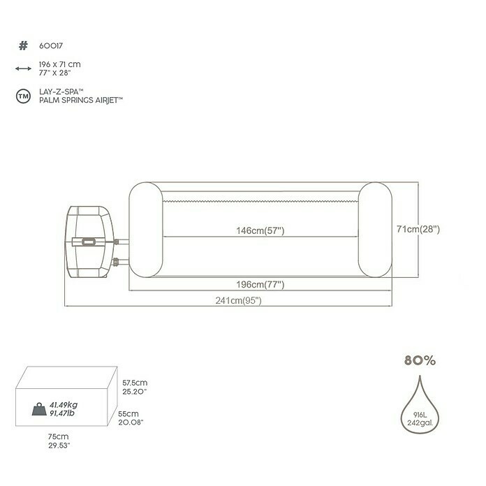 Bestway Lay-Z-Spa Mobil-Whirlpool Palm Springs (Ø x H: 196 x 71 cm, Taupe, 916 l) | BAUHAUS