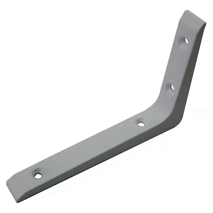 Stabilit Escuadra de pared - 200 x 26 x 300 mm, Carga soportada: 75 kg, Aluminio moldeado, Blanco - Un soporte gris en forma de L con orificios preperforados, utilizado para soporte o montaje.