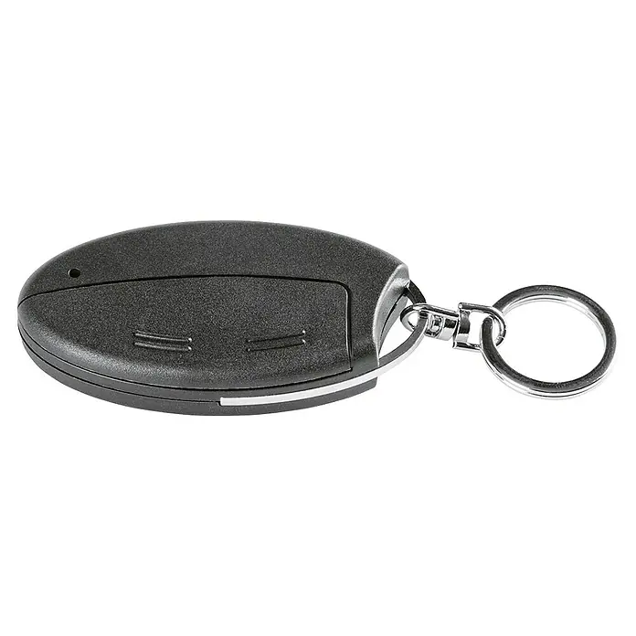 Homematic IP Funkfernbedienung HmIP-KRCK - Passend für: Homematic IP Türschlossantrieb, Schwarz, 75 x 38 x 14 mm - Nahaufnahme eines schwarzen Autoschlüssels mit Ring, der ein Gefühl von Sicherheit und Komfort vermittelt.