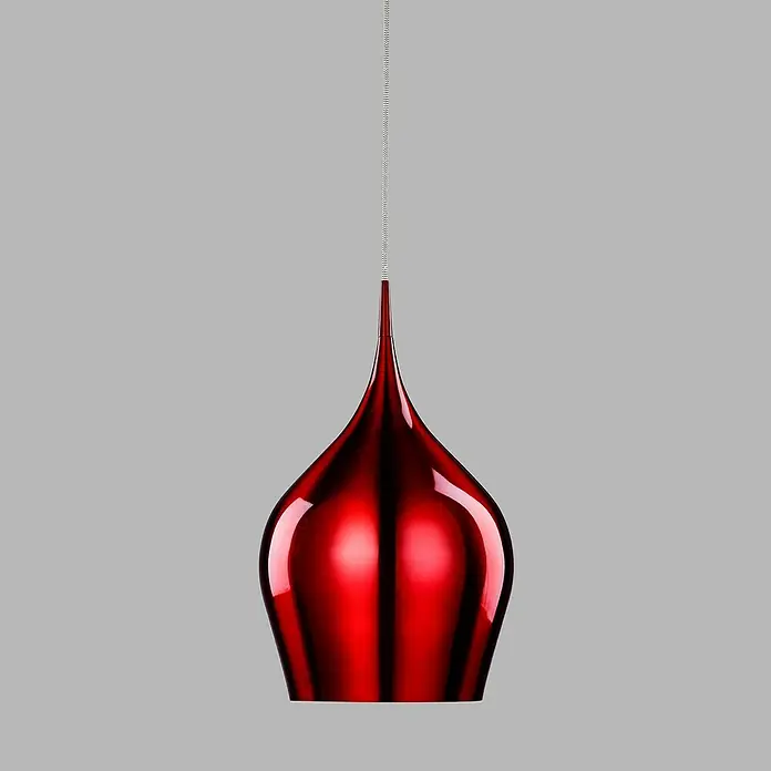 Searchlight Pendelleuchte Vibrant - 60 W, L x B x H: 26 x 26 x 160 cm, Rot, E27, 260 mm - Rote Pendelleuchte mit glänzender Oberfläche, die ein modernes und stilvolles Designelement für jeden Raum bietet.