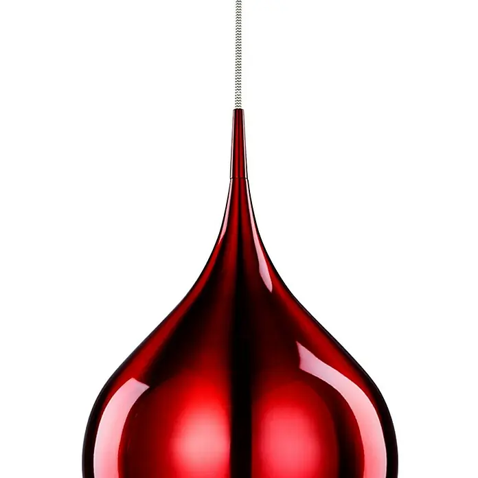 Searchlight Pendelleuchte Vibrant - 60 W, L x B x H: 26 x 26 x 160 cm, Rot, E27, 260 mm - Rote Hängelampe mit Tropfenform. Stilvolles Design für moderne Innenräume, das durch seine glänzende Oberfläche auffällt.