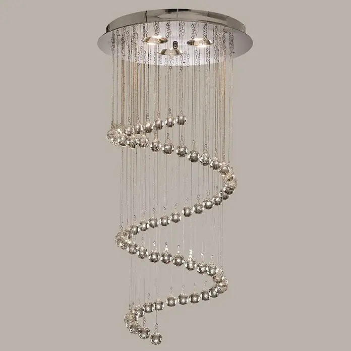 Searchlight Pendelleuchte Hallway 2 - 165 W, L x B x H: 39 x 39 x 80 cm, Chrom, G9, Single - Elegante spiralförmige Kristall-Hängeleuchte. Das luxuriöse Design mit glitzernden Kristallen und Chrom-Akzenten sorgt für eine stilvolle Beleuchtung.