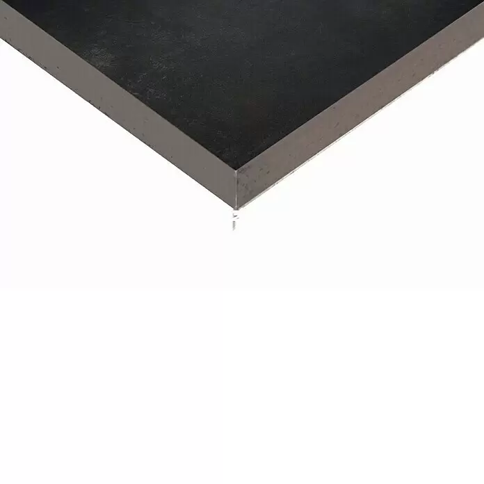 Art-Tec by Palazzo Terrassenfliese - 60 x 60 x 2 cm, Onyx, Matt - Dunkelgraue, texturierte Platte, vermutlich eine Arbeitsplatte oder Regal, mit transparenter Stütze.