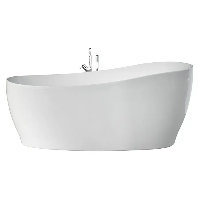 Ottofond Whirlpool Domani - 180 x 85 cm, Sanitäracryl, Weiß, Light/Silent - Freistehende, ovale Badewanne in Weiß mit glänzender Chromarmatur. Elegant und modern für luxuriöse Badezimmer.