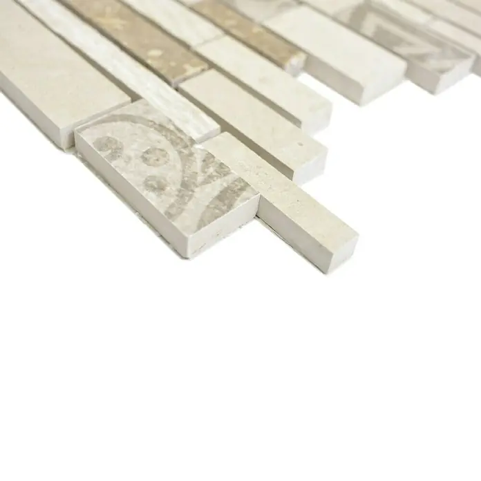 Mosaikfliese Verbund Mix MTS 27B B03 - 27 x 30 cm, Beige/Braun, Matt - Nahaufnahme von Mosaikfliesen in Beige und Braun, die ein elegantes und modernes Design für Innenräume bieten.