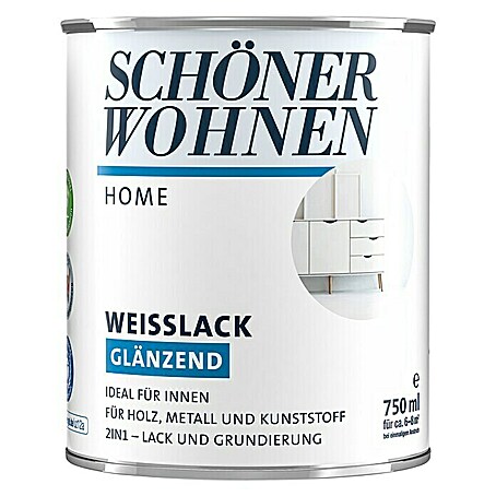 SCHÖNER WOHNEN-Farbe Home Weißlack (Reinweiß, 750 ml, Glänzend)