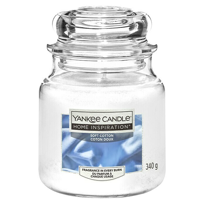 Yankee Candle Home Inspirations DuftkerzeIm Glas, Soft Cotton, Medium Front View