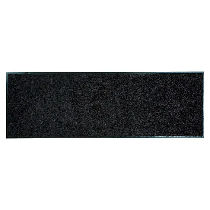 Astra Schmutzfangmatte Proper Tex - Schwarz, 90 x 250 cm, Material Nutzschicht: 100 % Polyamid - Schwarze Fußmatte mit einem dünnen silbernen Rahmen, ideal für den Eingangsbereich.