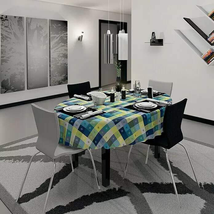 D-c-fix Manhattan Tischdecke Victor - Blau, 130 x 160 cm, Eckig - Stimmungsaufnahme