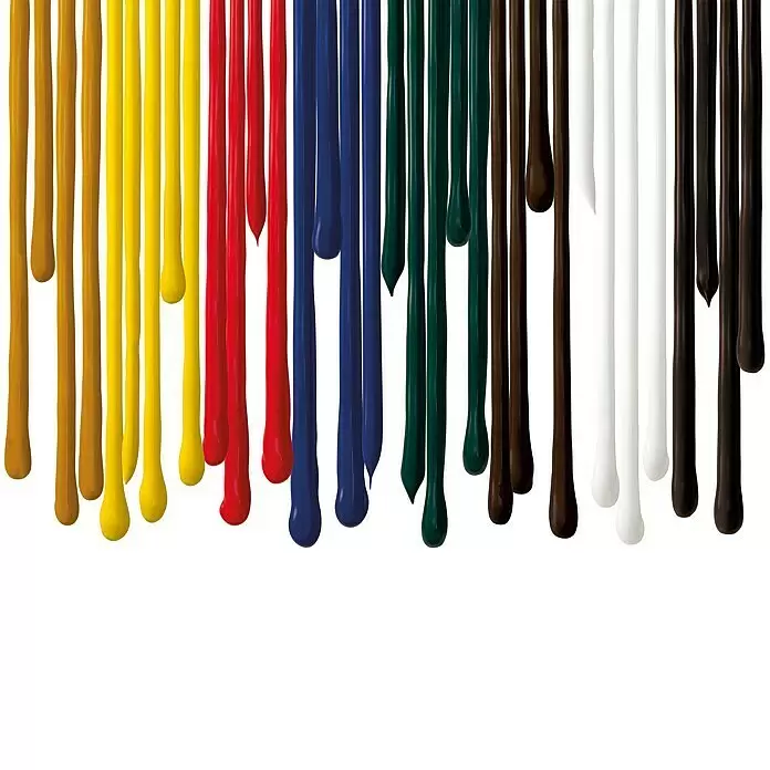 Liquitex Basics Acrylfarben-Set - Farbig sortiert, 8 Stk. x 75 ml, Tube - Auswahl dicker, farbiger Farbtropfen in Gold, Gelb, Rot, Blau, Grün, Braun, Weiß und Schwarz.