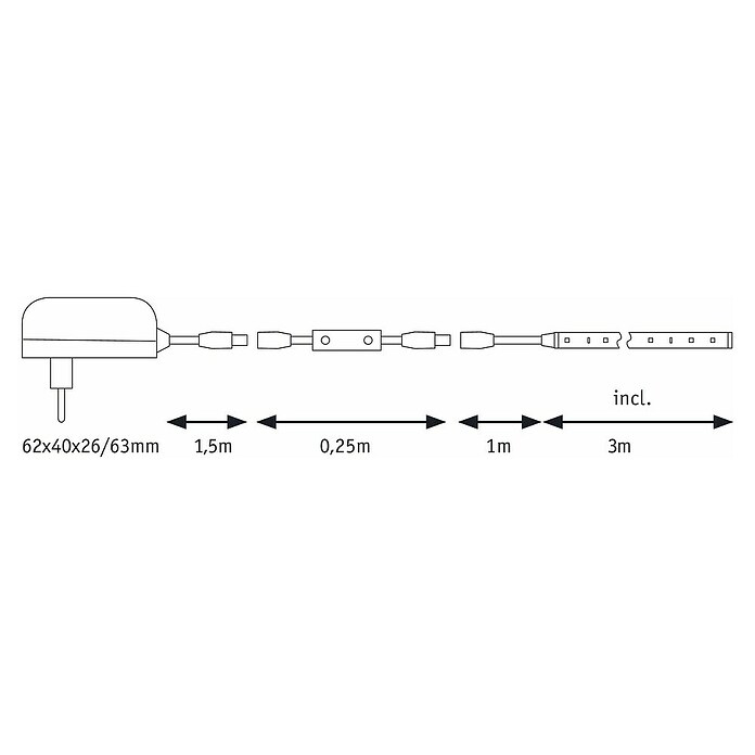 Paulmann LED traka FlexLED 3D Basisset (3 m, Topla bijela, 8 W)