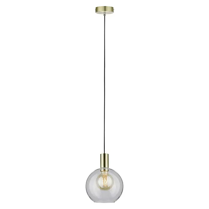 Paulmann Esben Pendelleuchte - Höhe: 110 cm - Elegante Pendelleuchte mit Messingakzenten und klarem Glasschirm, die jedem Raum einen Hauch von modernem Stil verleiht.