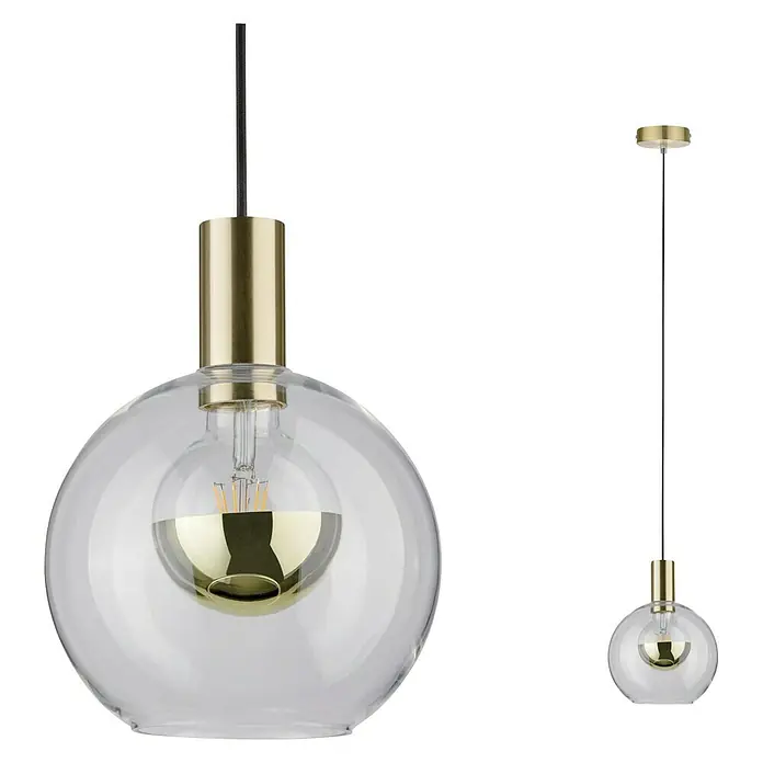 Paulmann Esben Pendelleuchte - Höhe: 110 cm - Moderne Pendelleuchte mit goldfarbenen Akzenten und transparentem Glas. Ideal für stilvolle Innenräume.
