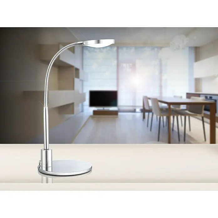 Globo LED-Tischleuchte Pegasi - 3 W, Chrom, Warmweiß - Elegante Schreibtischleuchte mit flexiblem Arm und modernem Design. Ideal für Büro oder Zuhause.