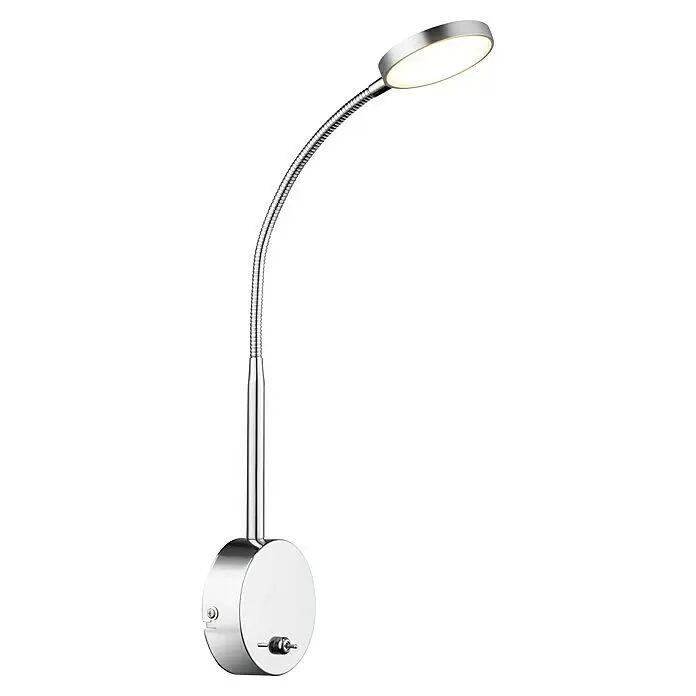 Globo Lámpara de sobremesa LED - 3 W, Cromo, Blanco cálido - Lámpara LED de pared plateada con brazo flexible de cuello de cisne y base redonda.