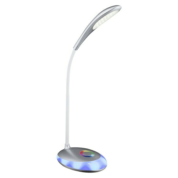 Globo Lámpara de sobremesa LED (1 luz, 3 W, Blanco neutro, Altura: 48 cm, Plateado metálico)