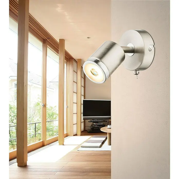 Tween Light LED-Wandstrahler Star - 5 W, L x B x H: 14 x 8 x 12 cm, Nickel matt, Warmweiß - Wandleuchte mit gebürstetem Nickel-Finish, ideal für stilvolle Beleuchtung im Wohnraum. Helle, effiziente Lampe für gemütliche Atmosphäre.
