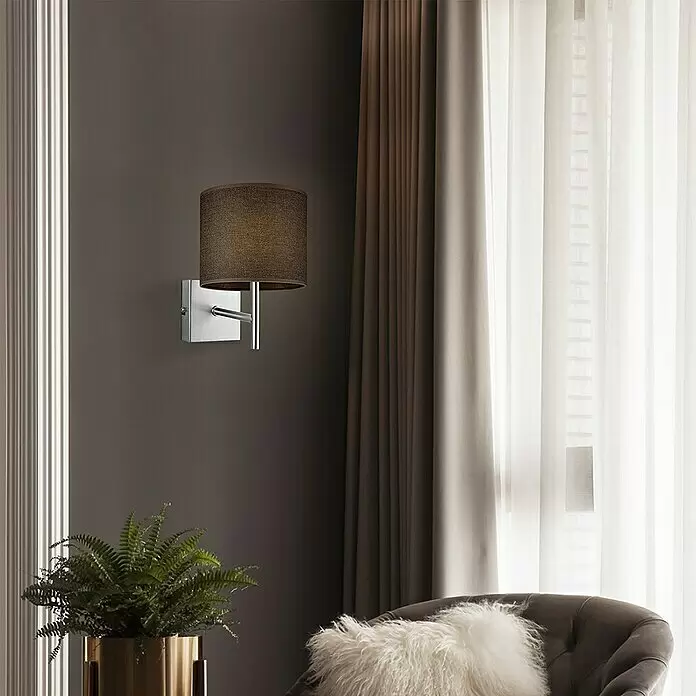 Home Sweet Home Wandleuchte Mati - E27, 40 W, L x B x H: 12 x 10 x 18 cm, Stahl matt - Stimmungsaufnahme