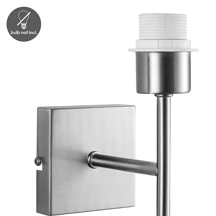 Home Sweet Home Wandleuchte Mati - E27, 40 W, L x B x H: 12 x 10 x 18 cm, Stahl matt - Nahaufnahme einer modernen Wandleuchte aus gebürstetem Nickel ohne Glühbirne.