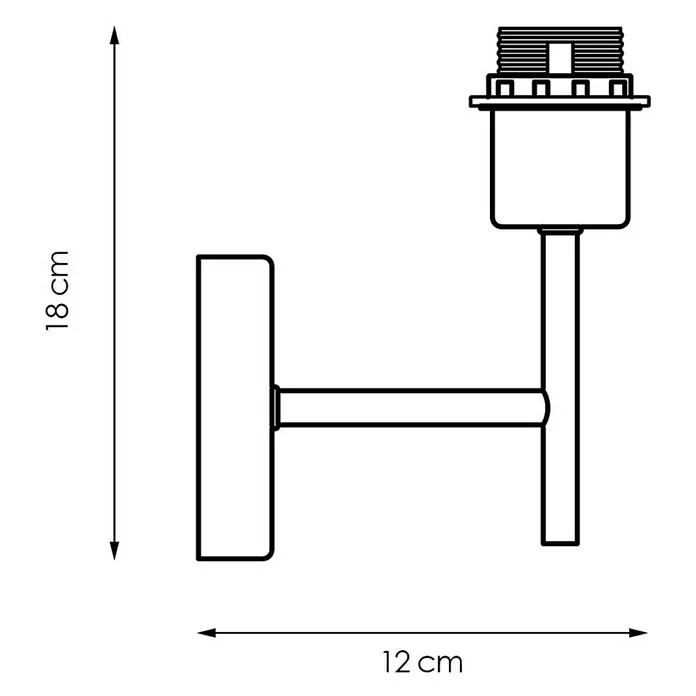 Home Sweet Home Wandleuchte Mati - E27, 40 W, L x B x H: 12 x 10 x 18 cm, Stahl matt - Eine technische Zeichnung einer Wandleuchte mit den Maßen 18 cm Höhe und 12 cm Breite zur Illustration der Produktabmessungen.