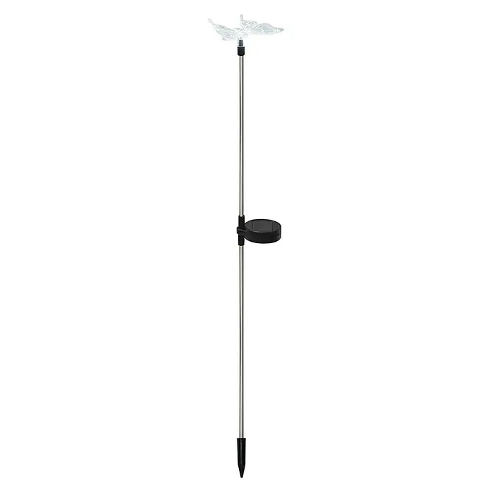 BAUHAUS Solar-Dekoleuchte Schmetterling - 0,05 W, Klar, IP44 - Gartenbewässerungssystem mit klarem Verteilerkopf, Stange und praktischer Getränkehalterung zur optimalen Bewässerung und Komfort im Garten.